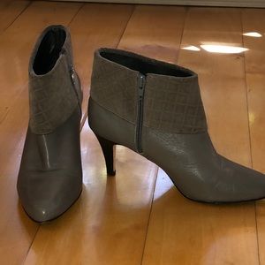 Arturo Chiang grey leather and suede bootie.